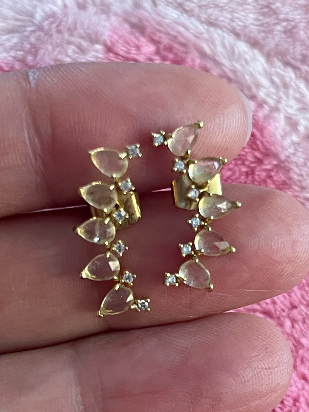 Teardrop Stone & CZ Crawler Earrings by TAI Jewelry